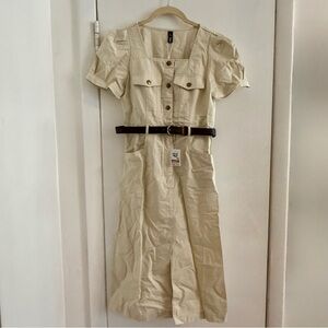 NWT Tan Belted Midi Dress